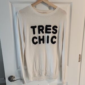 Forever 21 White Sweater with Tres Chic Black Text